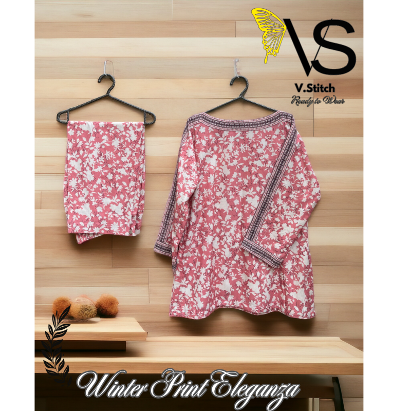 VStitch Ready to wear Co-ord set , Winter Print Eleganza- Rouge