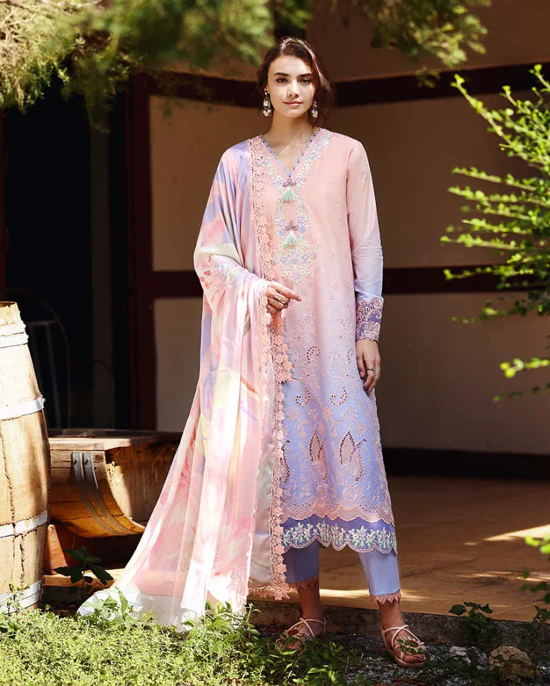Mushq Solace Ombre Chikankari Unstitched Collection 2026 MORNING VEIL