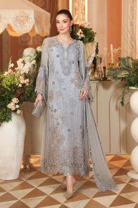 Maria.B Luxury Chiffon Unstitched Collection 2026 MPC-26-206-Muted Blue
